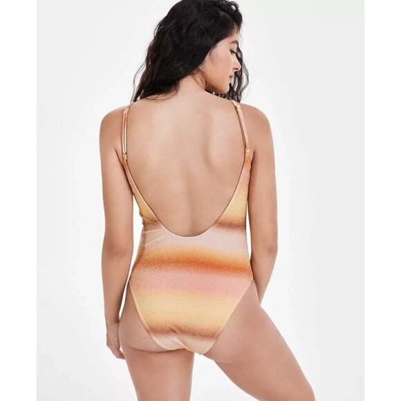 Cotton On Glitter Ombre Sunrise Scoop Neck One Piece Swimsuit Womens XL Cheeky - Picture 2 of 8